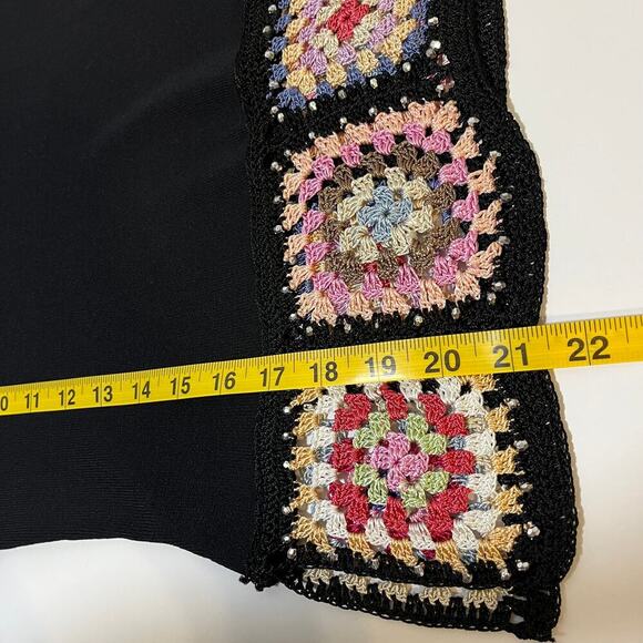 Vintage Petite Crochet Tank Top Vest Black Small Festival Cottage Boho Hippie - Picture 7 of 7